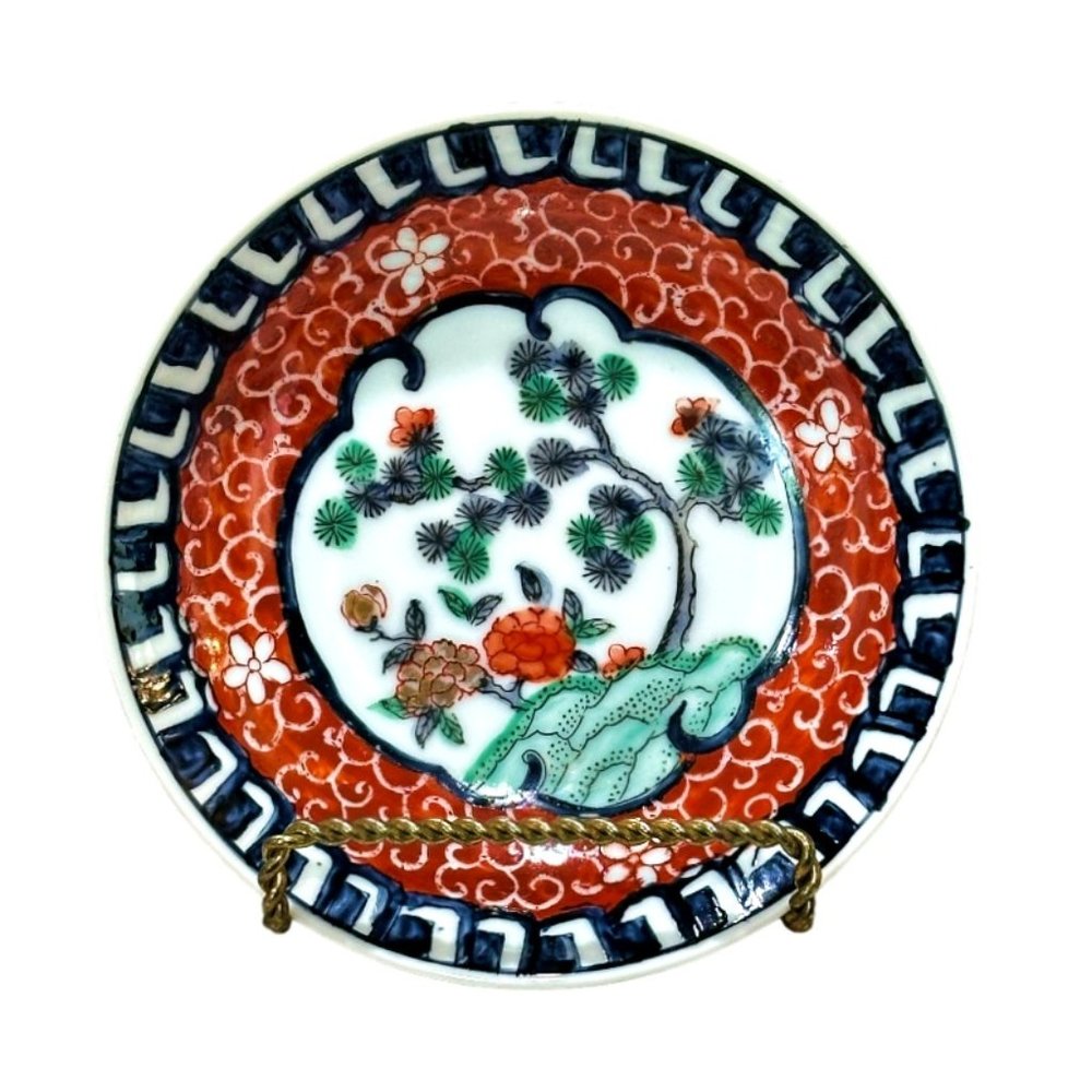 Vintage Porcelain Ware ACF Blue Orange Bowl 5.5 Inch Hand Painted in Hong Kong